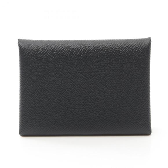 Hermes HERMES Calvi Duo Wallet/Coin Case Wallet Epsom Leather Women's Black - Picture 1 of 10